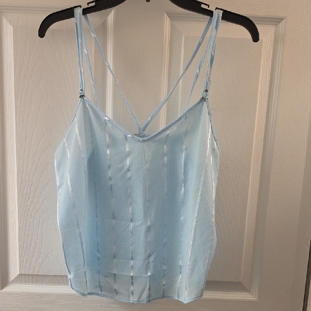 Petra Fashions Light Blue Satin Strappy Cami